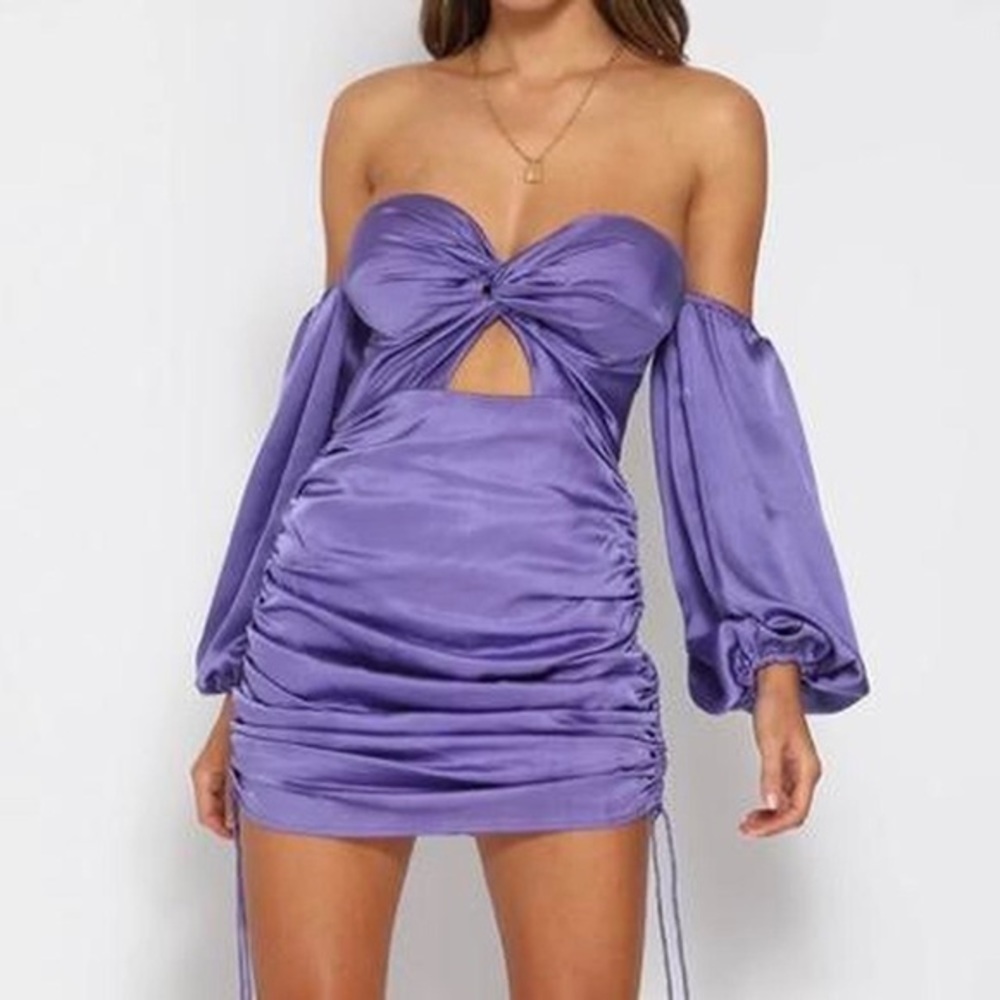 NWT Purple Silk Mini Dress Size Medium from Runaway the Label